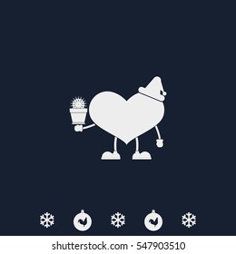 Toy heart and cactus illustration.