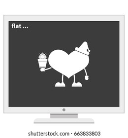 Toy heart and cactus illustration.