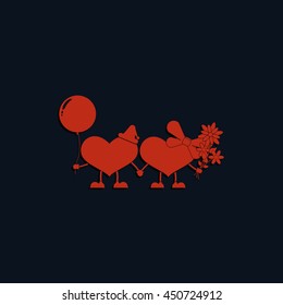 Toy hearts illustration. I love you icon.