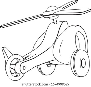 Toy Helicopter. Toy Helicopter Drawing. Vector. 3d rendering. Drawing from 3D render