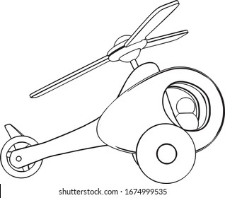 Toy Helicopter. Toy Helicopter Drawing. Vector. 3d rendering. Drawing from 3D render