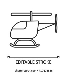 Toy helicopter linear icon. Thin line illustration. Airplane. Contour symbol. Vector isolated outline drawing. Editable stroke