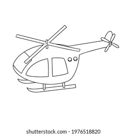 Toy helicopter. Outline  vector isolated on white background.