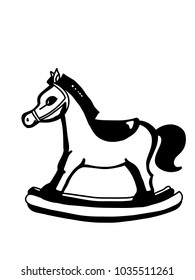 toy horse cartoon  black white