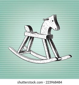 Toy horse done in engraving