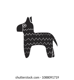 toy horse doodle icon flat black