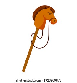 Toy horse. Flat cartoon illustration. Wooden horse head on a stick.