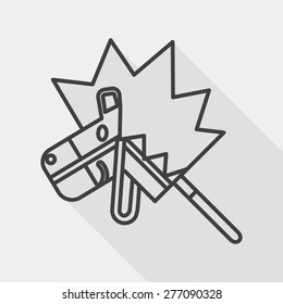 toy horse flat icon with long shadow, line icon