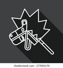 toy horse flat icon with long shadow, line icon