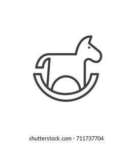 Toy horse line icon, outline vector sign, linear style pictogram isolated on white. Symbol, logo illustration. Editable stroke