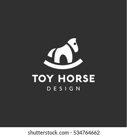 Toy horse logo in vector style illustration in monochrome flat modern 
