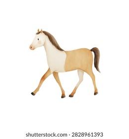 A toy horse model walking forward