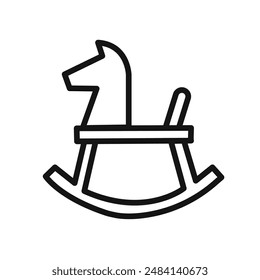 toy horse rocking chair icon black and white vector sign