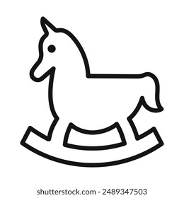 Toy horse rocking chair icon Vector symbol or sign set collection in black and white outline