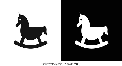 Toy horse rocking chair icon flat line symbol set.