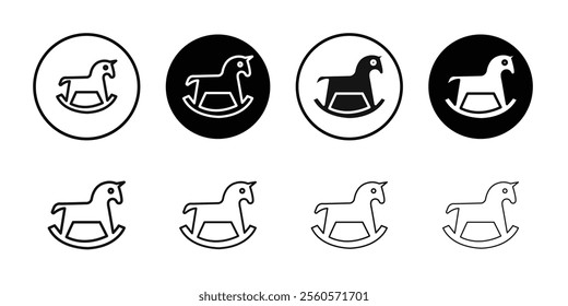 Toy horse rocking chair icon Flat outline fill set collection