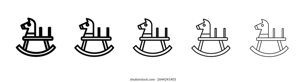 Toy horse rocking chair icon thin outline logo mark set
