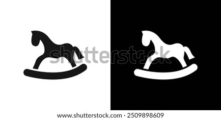 Toy horse rocking chair icon Black line art vector logo set