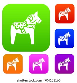 Toy horse set icon in different colors isolated vector illustration. Premium collection