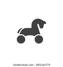 Toy horse vector icon. filled flat sign for mobile concept and web design. Rocking horse with wheels glyph icon. Symbol, logo illustration. Vector graphics
