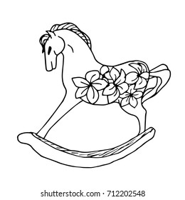 Toy horse vector illustration. Doodle style. Design icon, print, logo, poster, symbol, decor, textile, paper, card. 