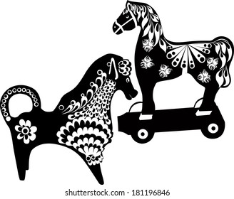 toy horses isolated on white background