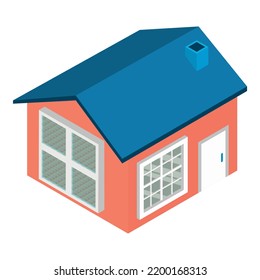 Toy house icon isometric vector. New one story children house with chimney icon. Toy, gift, home layout