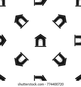 Toy house pattern repeat seamless in black color for any design. Vector geometric illustration