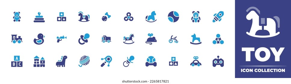 Toy icon collection. Duotone color. Vector illustration. Containing nail clipper, stethoscope, paws, veterinary, paw, first aid kit, dog, animals, vaccine, vet, scissor, animal care, lifeline, pet.