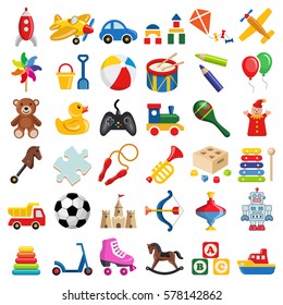 Toy icon collection - vector color illustration