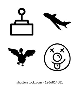 toy icon set about clown, plane, joystick and duck vector set