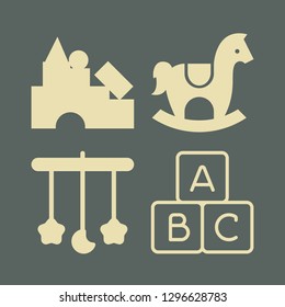 toy icon set with crib mobile, constructor and abc vector illustration