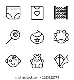 Toy icon set include clothes,abacus,lollipop,shake,children,bear