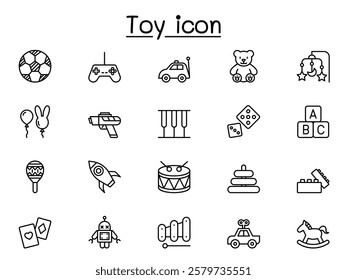 Toy icon set in thin line style