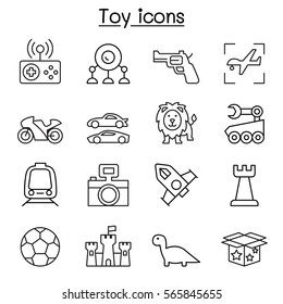 Toy icon set in thin line style