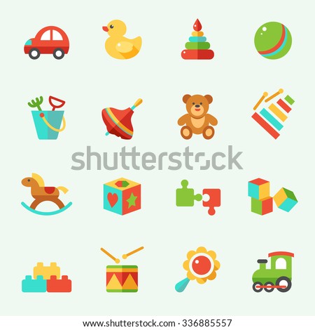 Toy icons, flat design