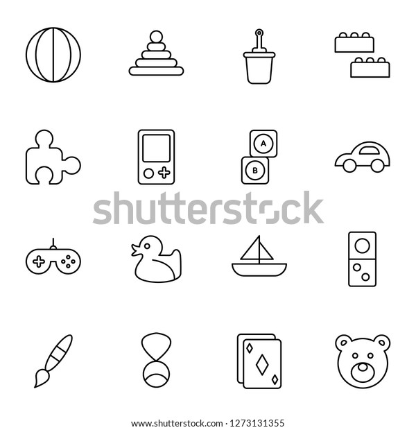 Toy icons pack. Isolated toy symbols collection.\
Graphic icons element