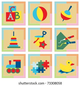 Toy icons in pastel colors