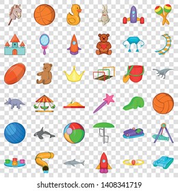 Toy icons set. Cartoon style of 36 toy vector icons for web for any design