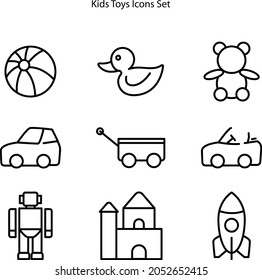 toy icons set isolated on white background. toy icon thin line outline linear toy symbol for logo, web, app, UI. toy icon simple sign.