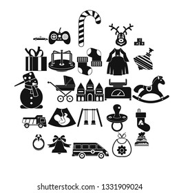 Toy icons set. Simple set of 25 toy vector icons for web isolated on white background