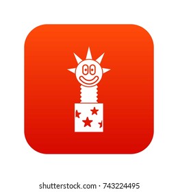Toy jumping out of box icon digital red for any design isolated on white vector illustration