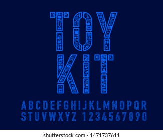 Toy kit designer font set in vector format