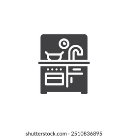 Toy Kitchen ícone vetorial. sinal plano preenchido para conceito móvel e web design. Toque o ícone de glifos da cozinha. Símbolo, ilustração de logotipo. Gráficos vetoriais