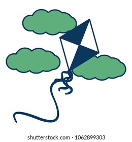 toy kite flying in the sky clouds