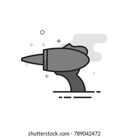 Toy laser gun icon in flat outlined grayscale style. Vector illustration.