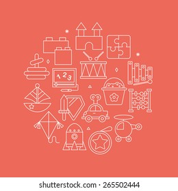 toy line icon circle set