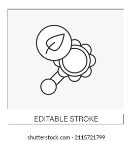  Toy Line Icon. Entertainment Tooth Rattle. Organic Baby Products. Baby Concept. Isolated Vector Illustration. Editable Stroke