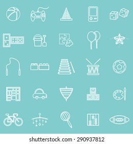 Toy line icons on green background, stock vector 