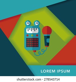 toy microphone flat icon with long shadow,eps10